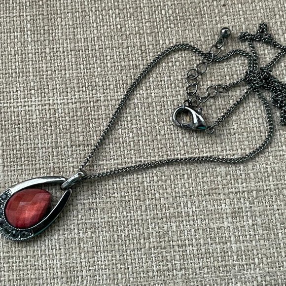 Women Necklace Fashion Jewelry Faux Stone Pendant Black Chain Necklace - Picture 4 of 11